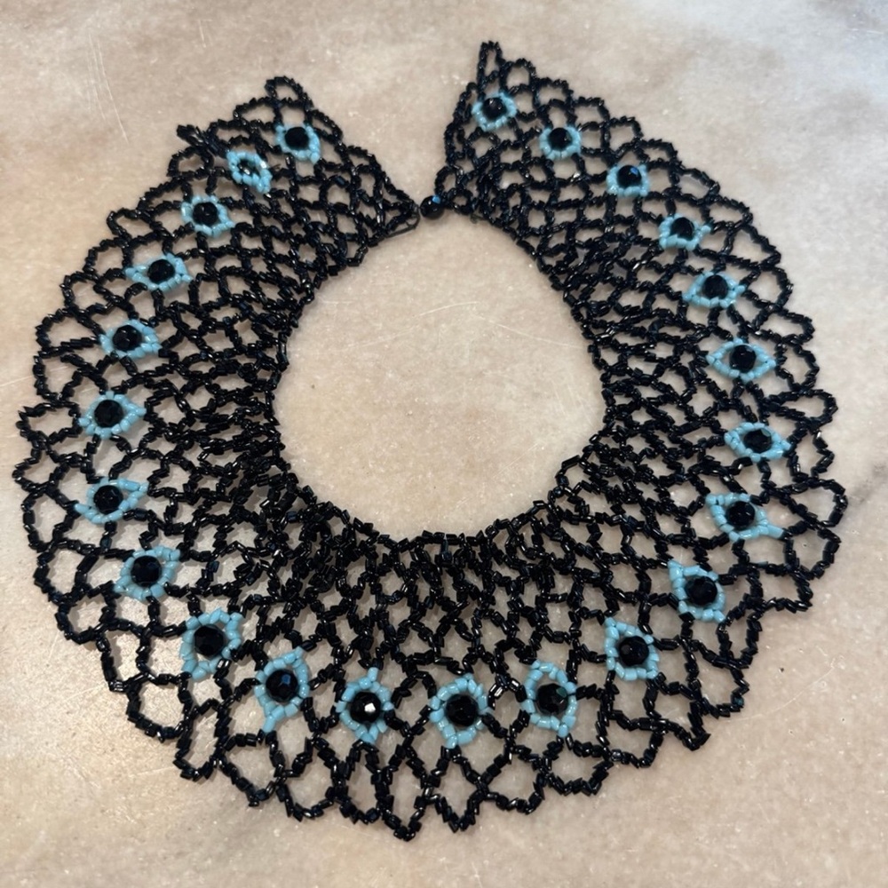 Elegant Black and Blue Beaded Necklace